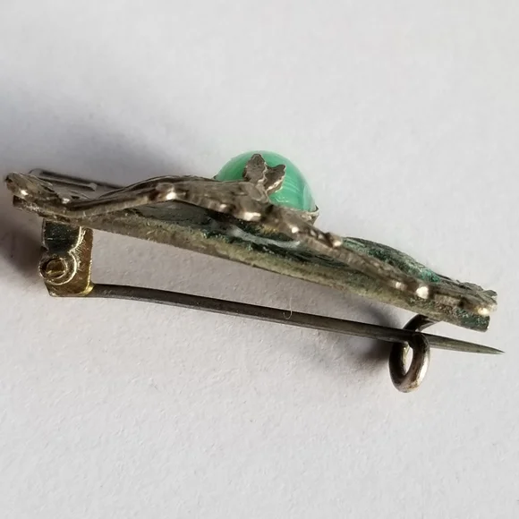 Antique Victorian brooch Peking glass bird pin - Picture 12 of 13